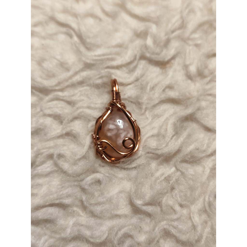 CHEFFY Wire Wrapped Sakura Agate S Pendant Crystal Gemstone