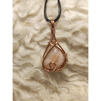 CHEFFY Wire Wrapped Sakura Agate Tumbled Pendant Crystal Gemstone