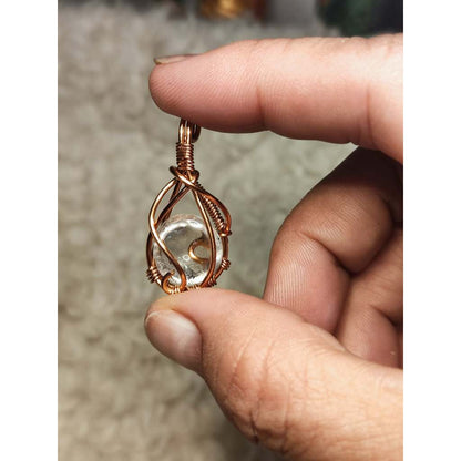 CHEFFY Wire Wrapped Ice Clear Quartz  Pendant Crystal Gemstone
