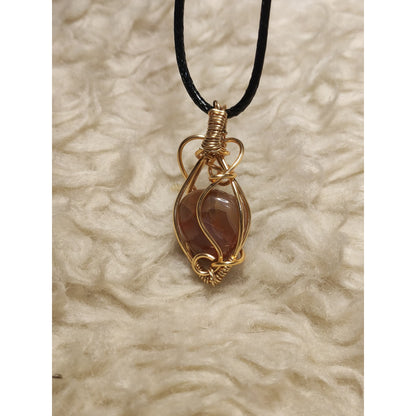 CHEFFY Wire Wrapped Carnelian Tumbled Pendant Crystal Gemstone