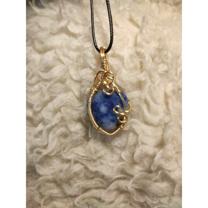 CHEFFY Wire Wrapped Sodalite Tumbled  Pendant Crystal Gemstone