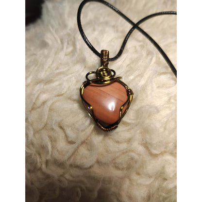 CHEFFY Wire Wrapped Red Agate Pendant Crystal Gemstone