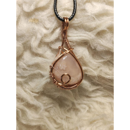 CHEFFY Wire Wrapped Sakura Agate Tumbled Pendant Crystal Gemstone