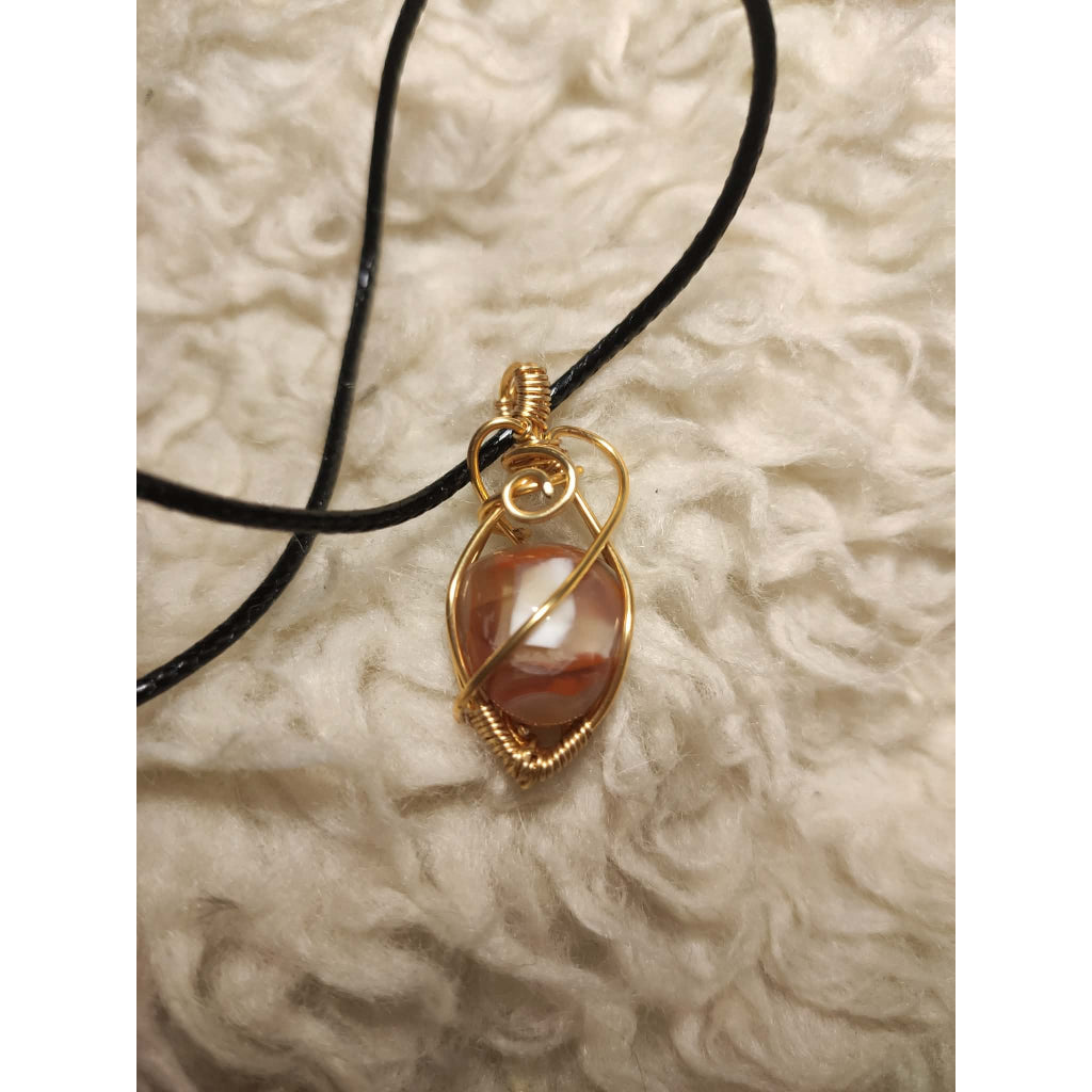 CHEFFY Wire Wrapped Carnelian Tumbled Pendant Crystal Gemstone