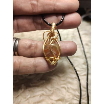 CHEFFY Wire Wrapped Carnelian Tumbled Pendant Crystal Gemstone