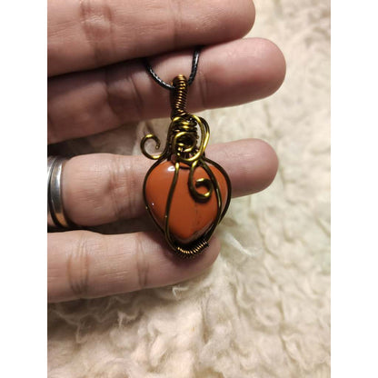 CHEFFY Wire Wrapped Red Jasper Pendant Crystal Gemstone