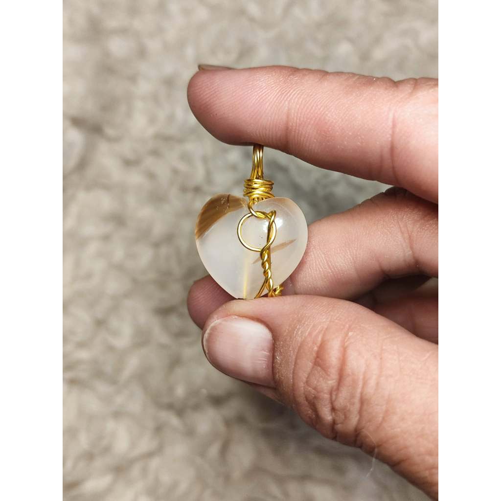 CHEFFY Wire Wrapped Agate Pendant Crystal Gemstone
