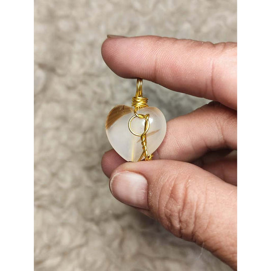 CHEFFY Wire Wrapped Agate Pendant Crystal Gemstone