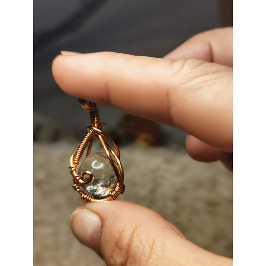CHEFFY Wire Wrapped Ice Clear Quartz  Pendant Crystal Gemstone