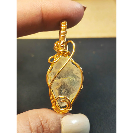 CHEFFY Wire Wrapped Topaz Pendant Crystal Gemstone