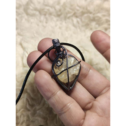 CHEFFY Wire Wrapped Citrine Lemon Pendant Crystal Gemstone