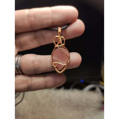 CHEFFY Wire Wrapped Rhodochrosite  Tumbled Pendant Crystal Gemstone