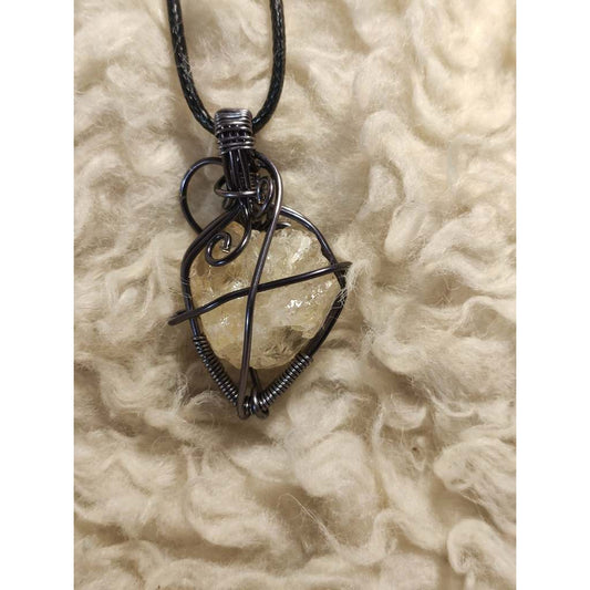 CHEFFY Wire Wrapped Citrine Lemon Pendant Crystal Gemstone