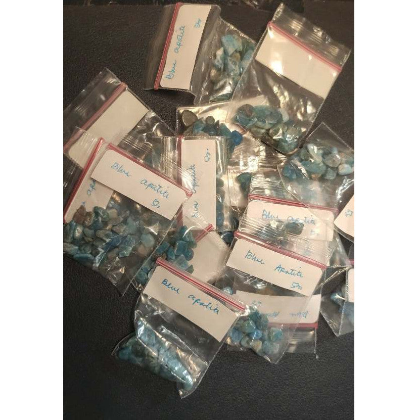CHEFFY Blue Apatite Gravel Crystal Gemstone SOLD PER PACK (5grms )