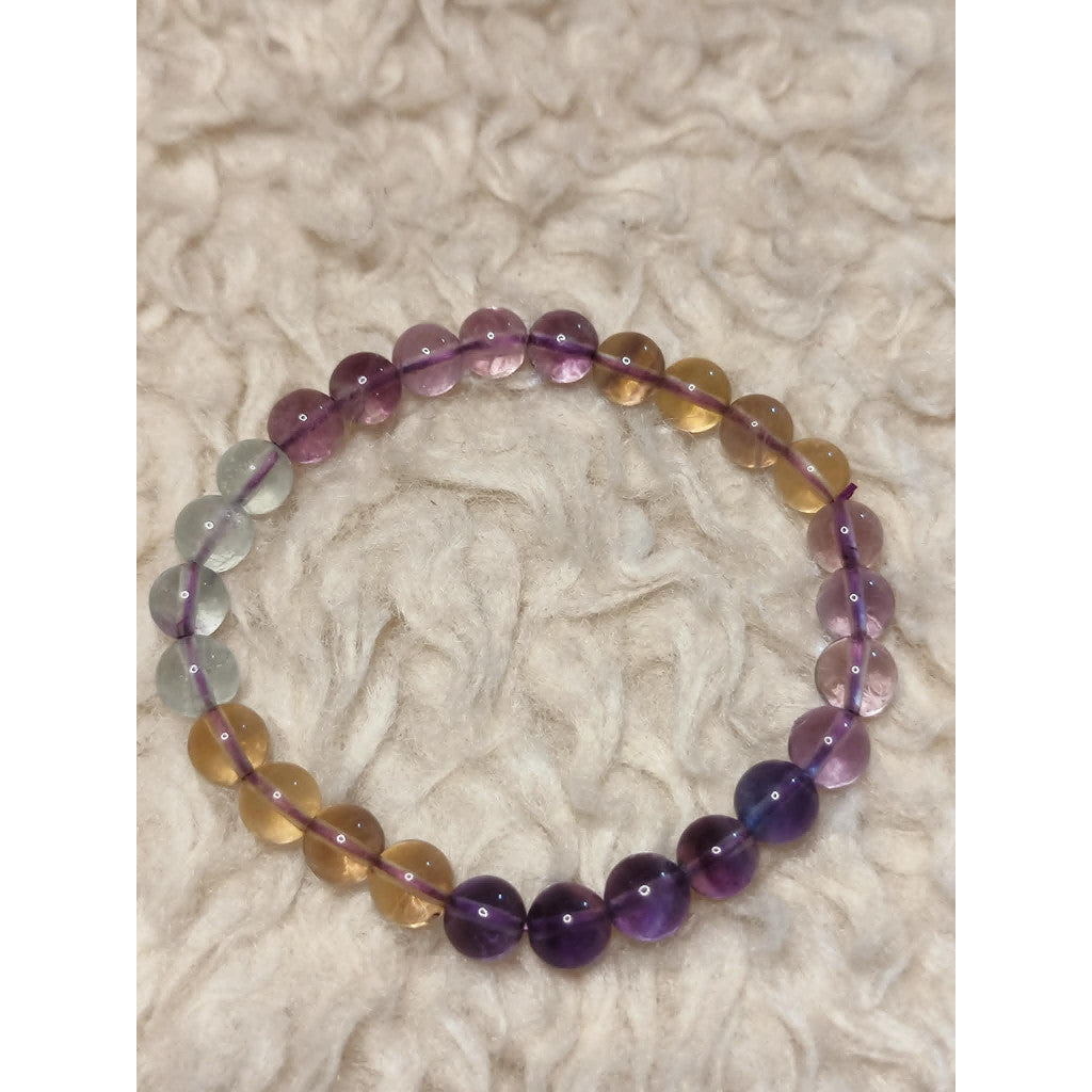 CHEFFY Natural Rainbow Fluorite Bracelet – Authentic Crystal Gemstone 5mm Beaded Jewelry