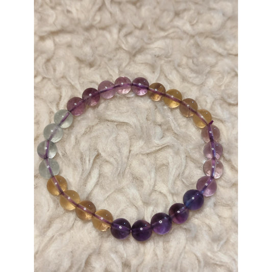 CHEFFY Natural Rainbow Fluorite Bracelet – Authentic Crystal Gemstone 5mm Beaded Jewelry