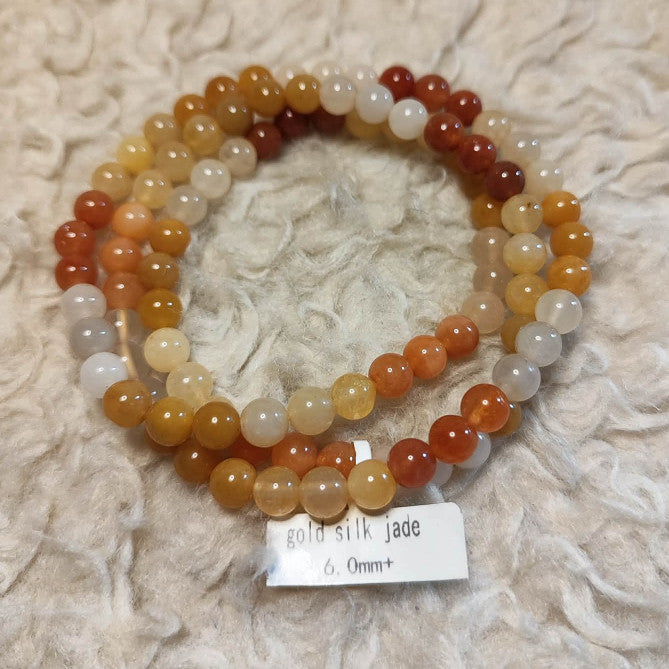 CHEFFY Natural Gold Silk Jade Beads Multi-Color DIY Loose Beads (6mm | 96 Pcs Per Strand)Bring a war