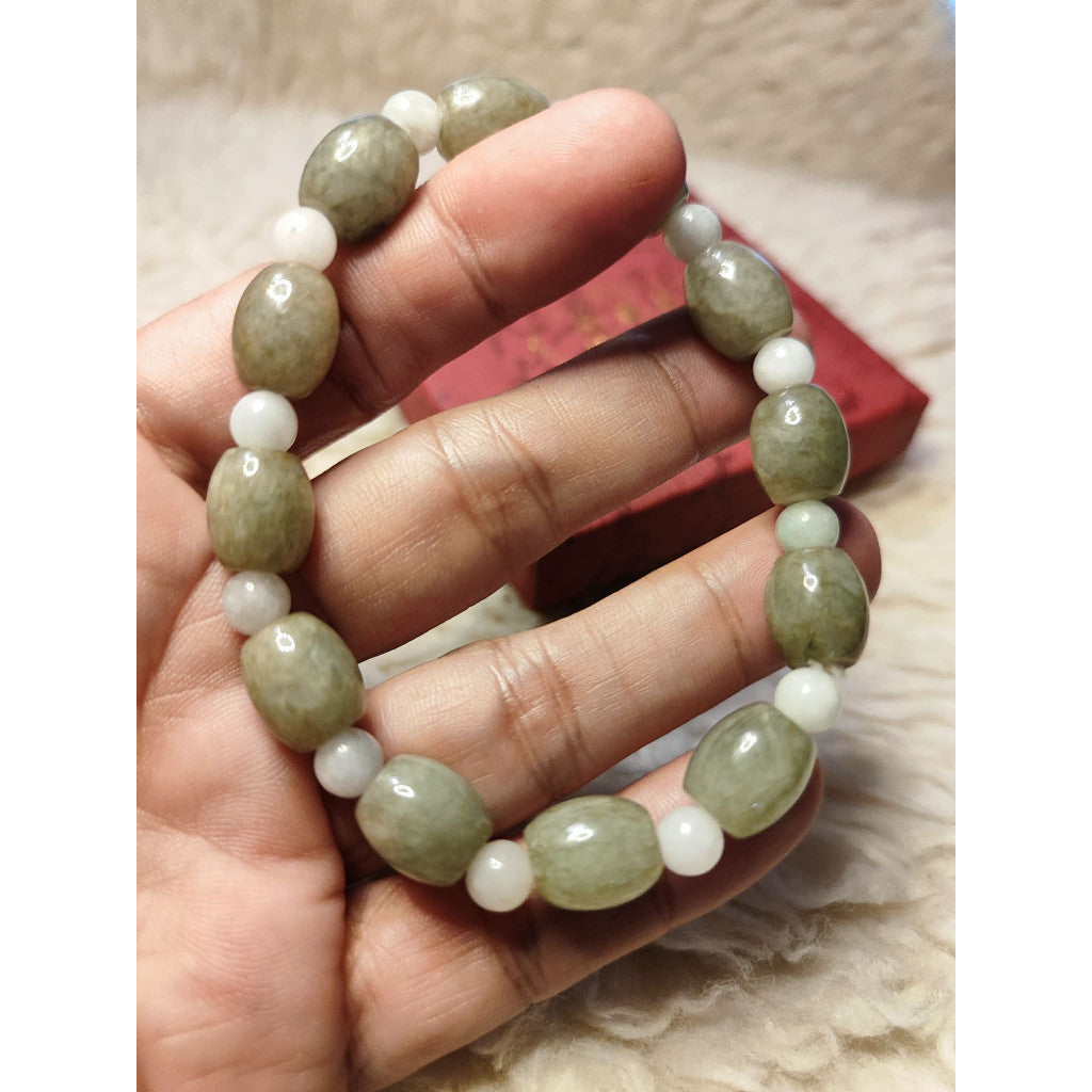 CHEFFY Authentic Jade Bracelet 9.5mm Beaded Stretch Bracelet ( #7 )t (SALE)