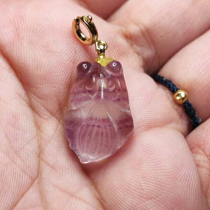 CHEFFY Fluorite Owl Pendant (19.9mm)  #19