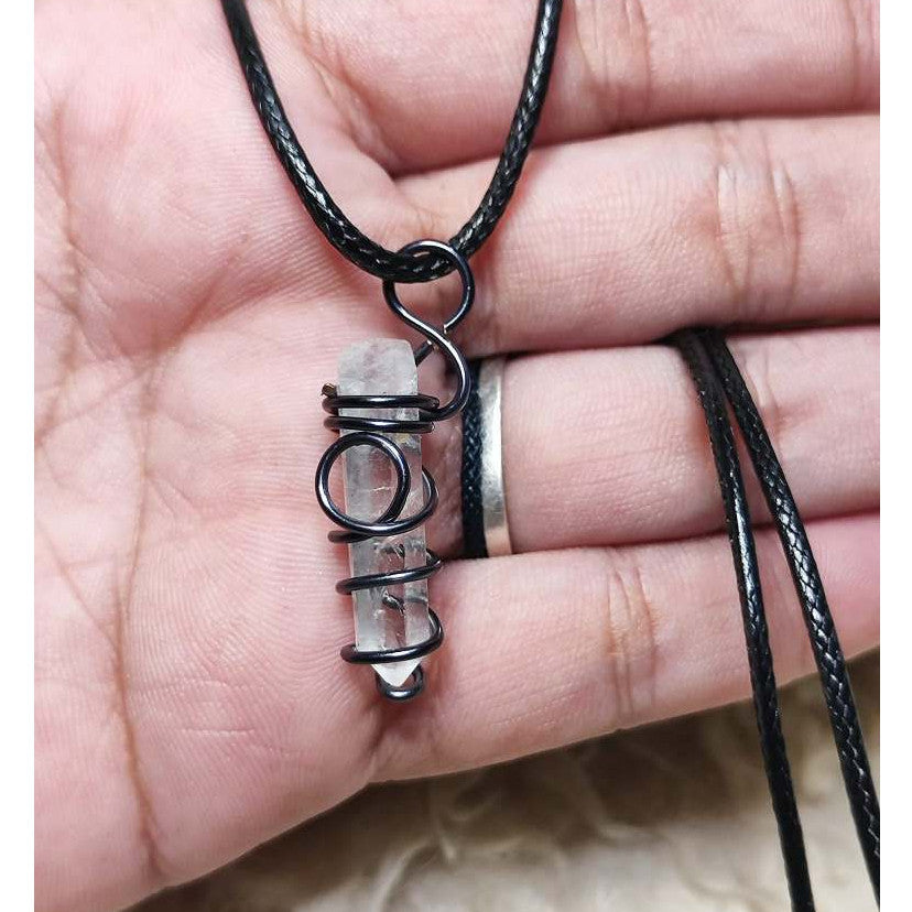 CHEFFY Clear Quartz Wire Wrap Pendant ( 25.4mm )