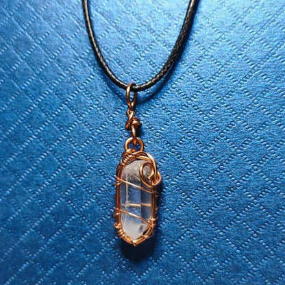 CHEFFY Clear Quartz Wire Wrap Pendant – Natural Master Healer Crystal Necklace ( 25.0mm)