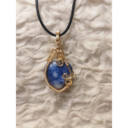 CHEFFY Lapis Lazuli Heart Wire-Wrapped Pendant Necklace