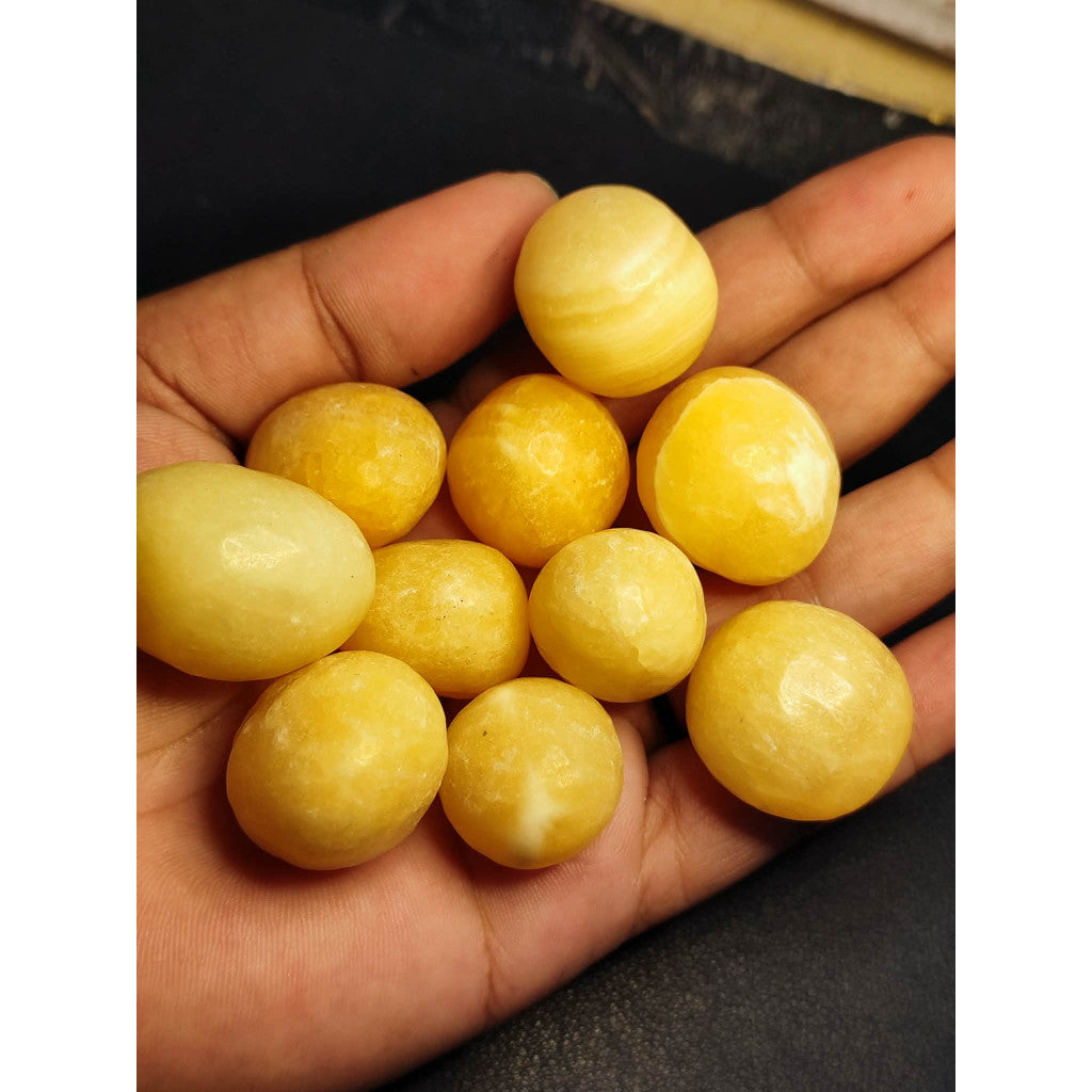 CHEFFY Yellow Calcite Tumbled Gemstone Crystal