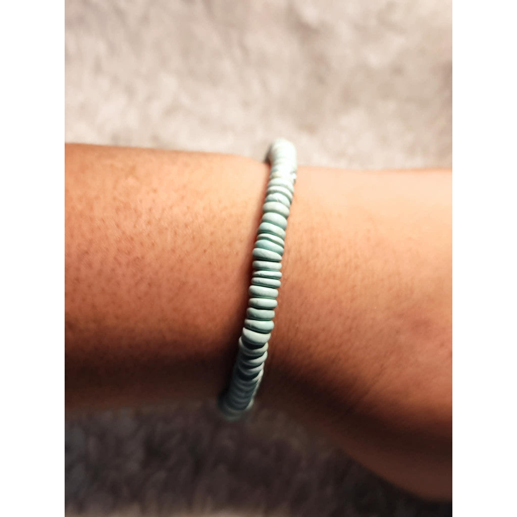 CHEFFY Crystals 100% Natural Turquoise Disc Abacus Bead Bracelet