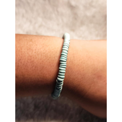 CHEFFY Crystals 100% Natural Turquoise Disc Abacus Bead Bracelet
