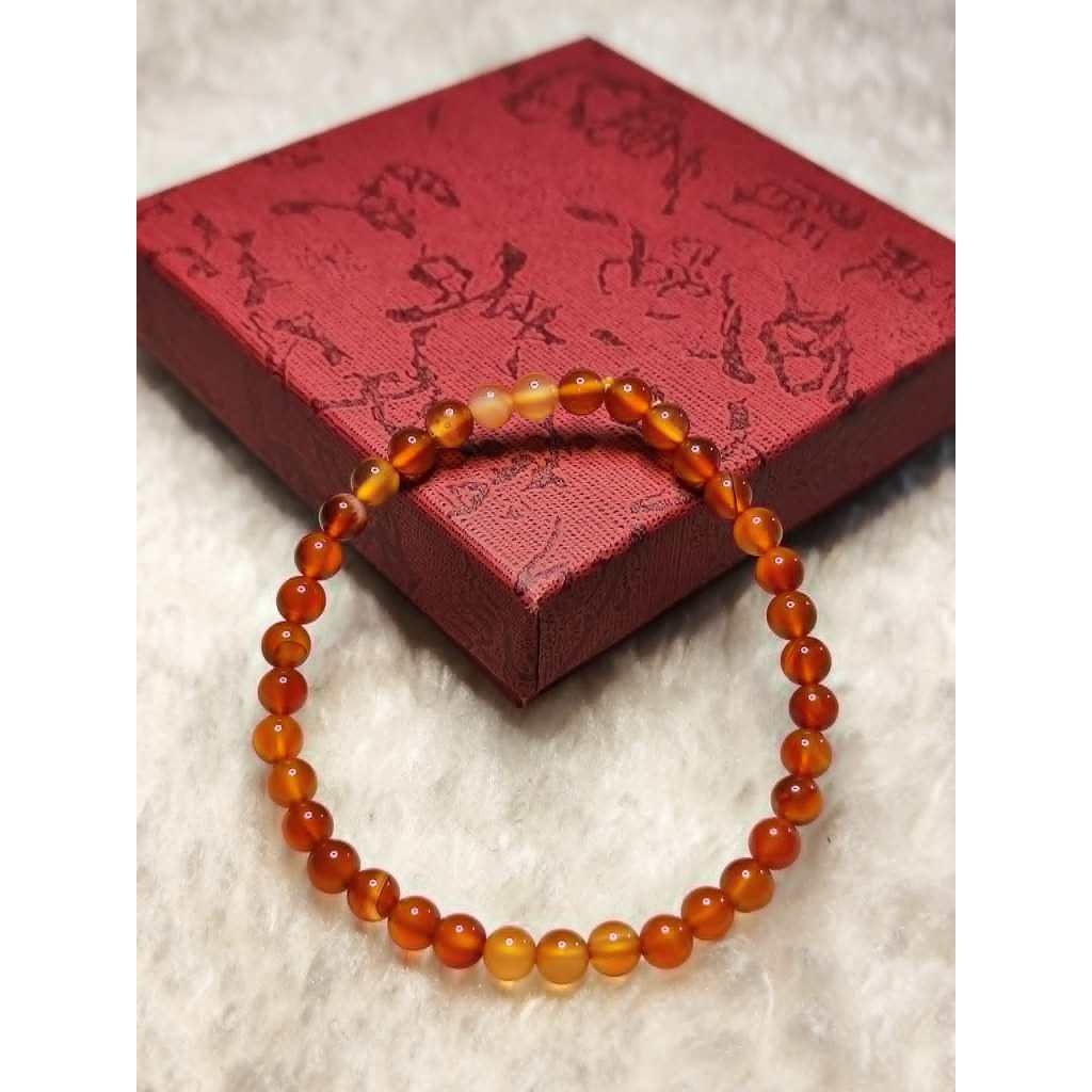 CHEFFY Carnelian Bracelet Gemstone Crystals ( 3mm )