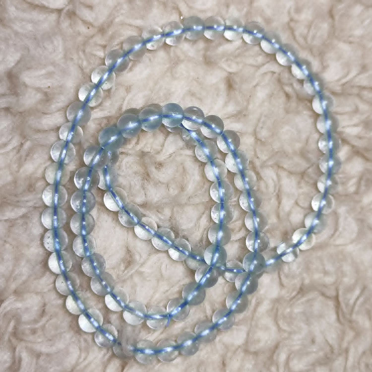 CHEFFY Natural Aquamarine Beads DIY Loose Beads (6.3mm | 92 Pcs Per Strand)