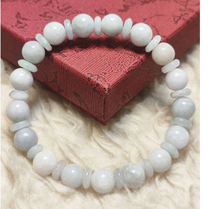 CHEFFY Authentic Jade Bracelet 8.3mm Beaded Stretch Bracelet (#2 )