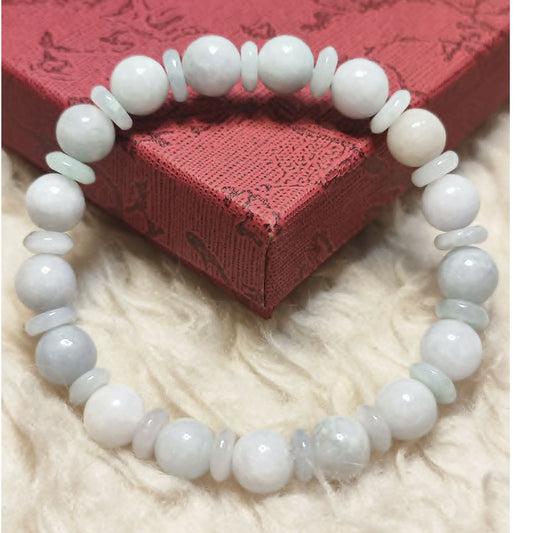 CHEFFY Authentic Jade Bracelet 8.3mm Beaded Stretch Bracelet (#2 )