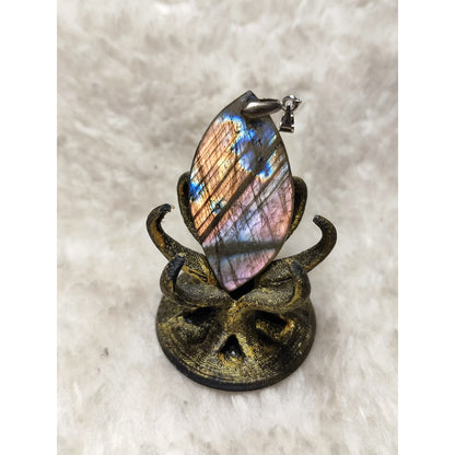 CHEFFY Natural Labradorite Leaf Pendant