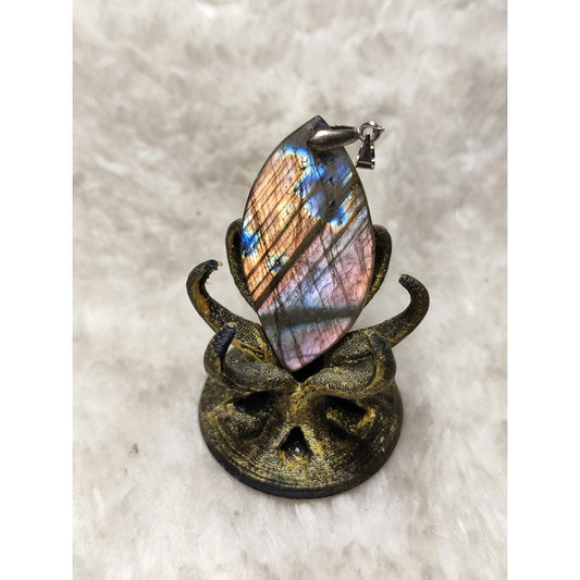 CHEFFY Natural Labradorite Leaf Pendant