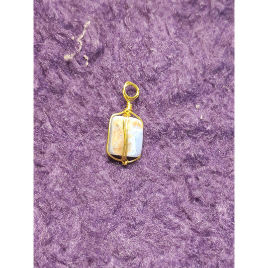 CHEFFY Wire Wrapped Blue Lace Agate Tumbled  Pendant Crystal Gemstone