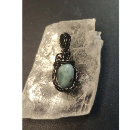 CHEFFY Larimar Wire Wrap Pendant