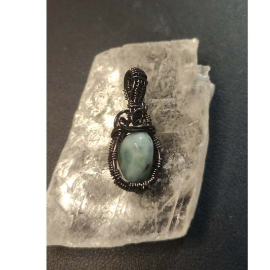 CHEFFY Larimar Wire Wrap Pendant