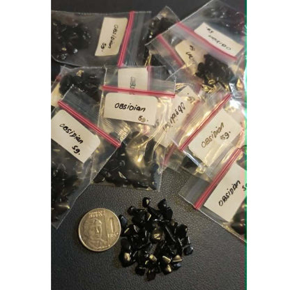 CHEFFY Obsidian Gravel Crystals Gemstones SOLD PER PACK ( 5grms )
