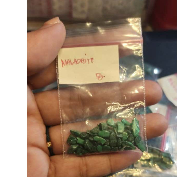 CHEFFY Malachite Gravel Crystals Gemstones SOLD PER PACK ( 5grms )