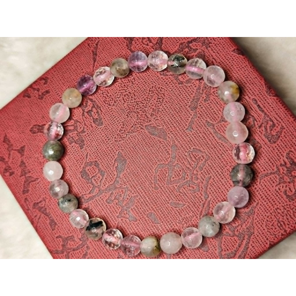 CHEFFY Amethyst & Prehnite Bracelet Crystals Gemstones (5mm)