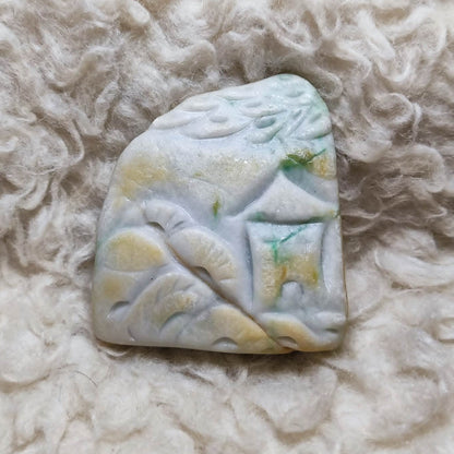 CHEFFY Authentic Grade A Jadeite Natural Jade Crystal Healing Stone [68.92g]