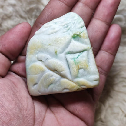 CHEFFY Authentic Grade A Jadeite Natural Jade Crystal Healing Stone [68.92g]
