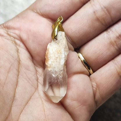 CHEFFY Natural Clear Quartz Raw Point Pendant ( 1 )