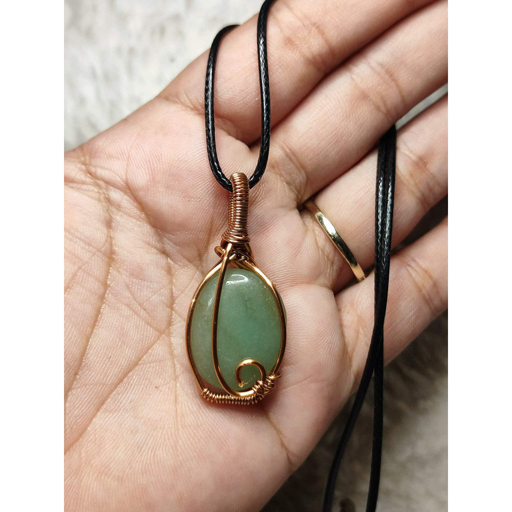 CHEFFY Aventurine Wire Wrap Pendant
