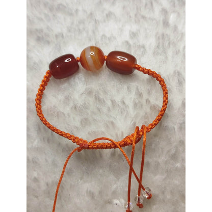 CHEFFY Natural Carnelian Adjustable Braided Cord Bracelet