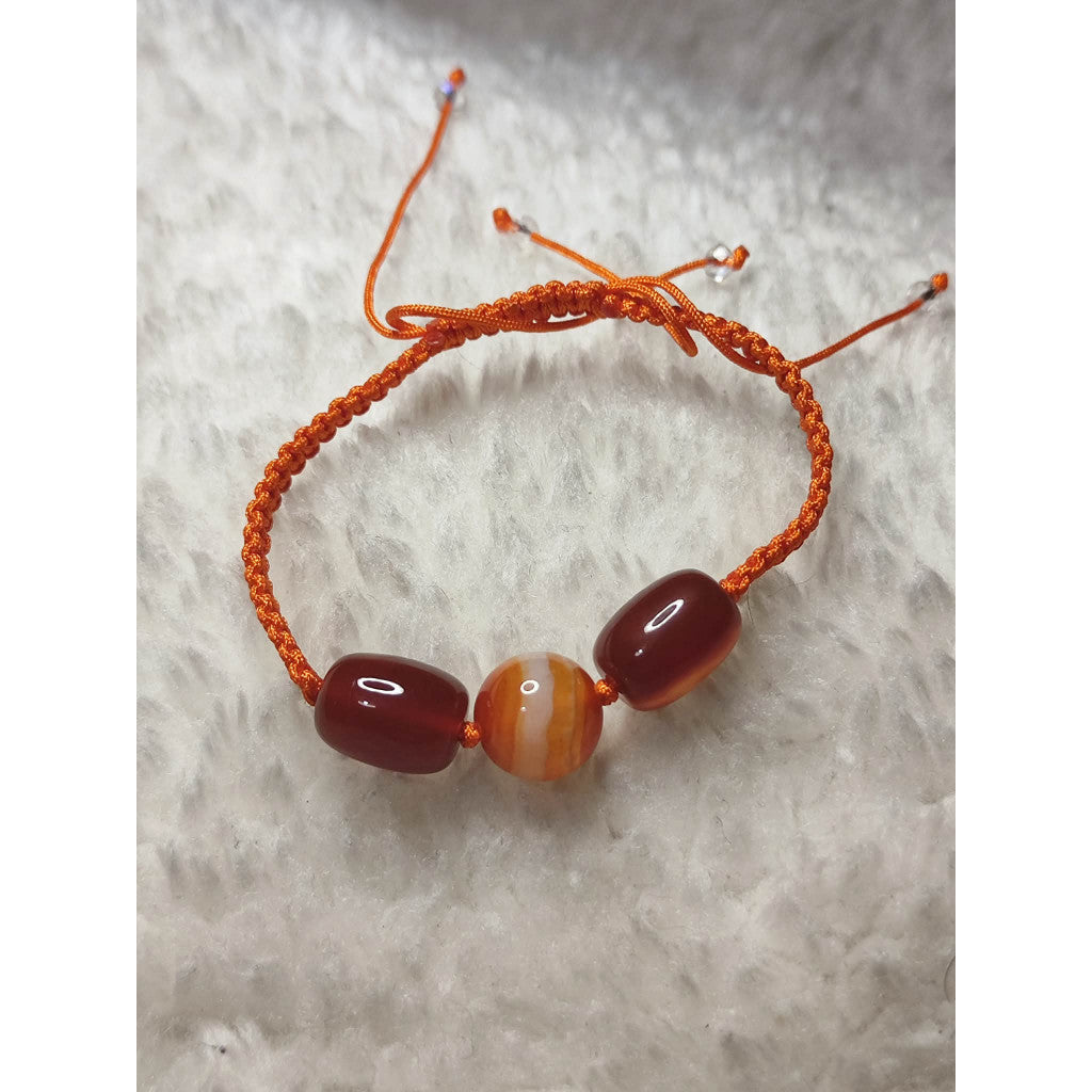 CHEFFY Natural Carnelian Adjustable Braided Cord Bracelet