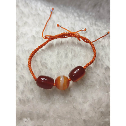 CHEFFY Natural Carnelian Adjustable Braided Cord Bracelet