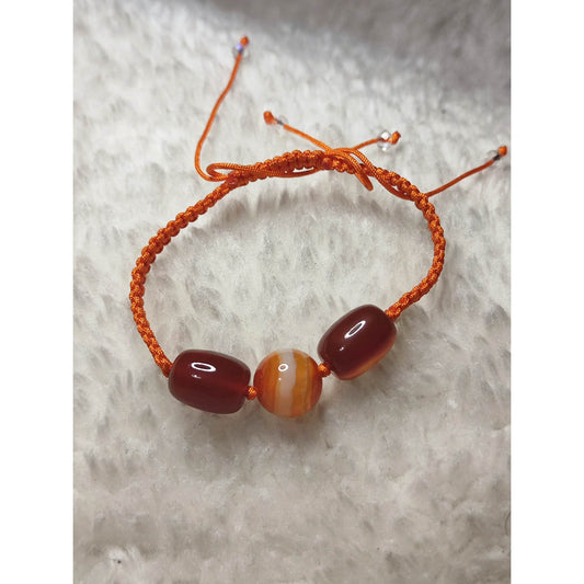 CHEFFY Natural Carnelian Adjustable Braided Cord Bracelet