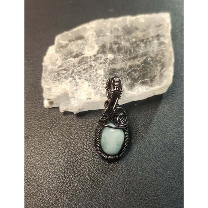 CHEFFY Larimar Wire Wrap Pendant